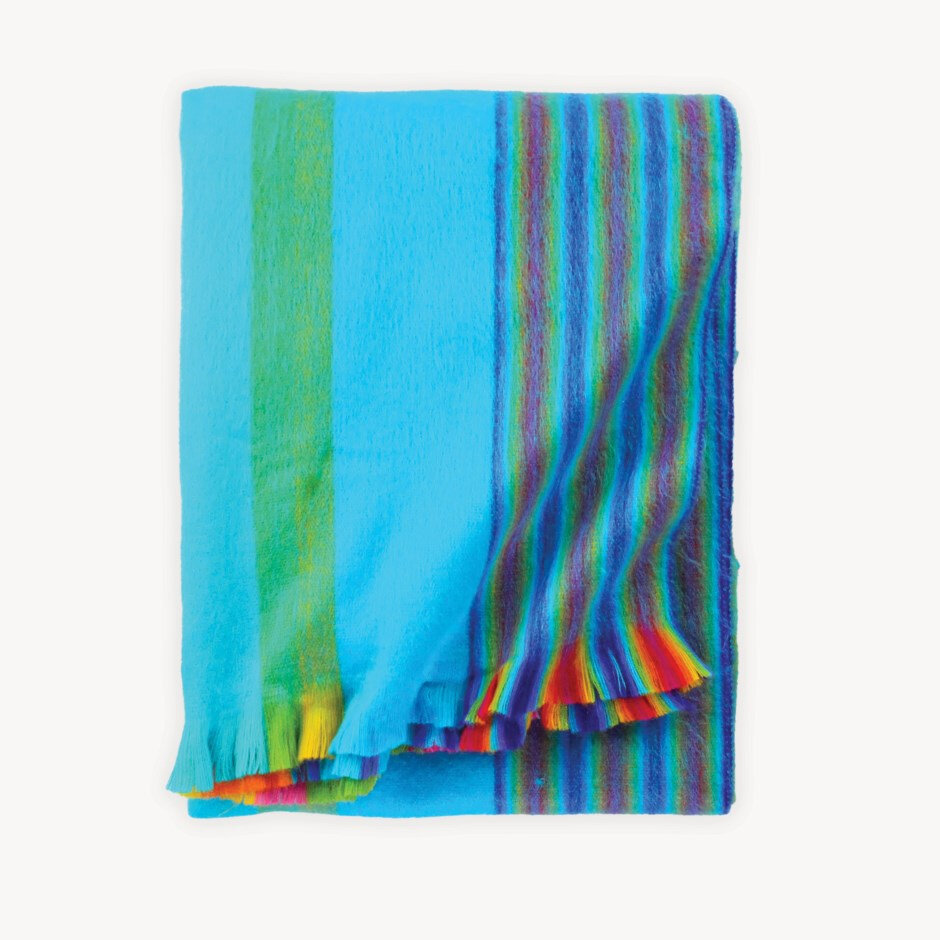 Blanket Throw Fringed Tropical Multi Stripe Product Image